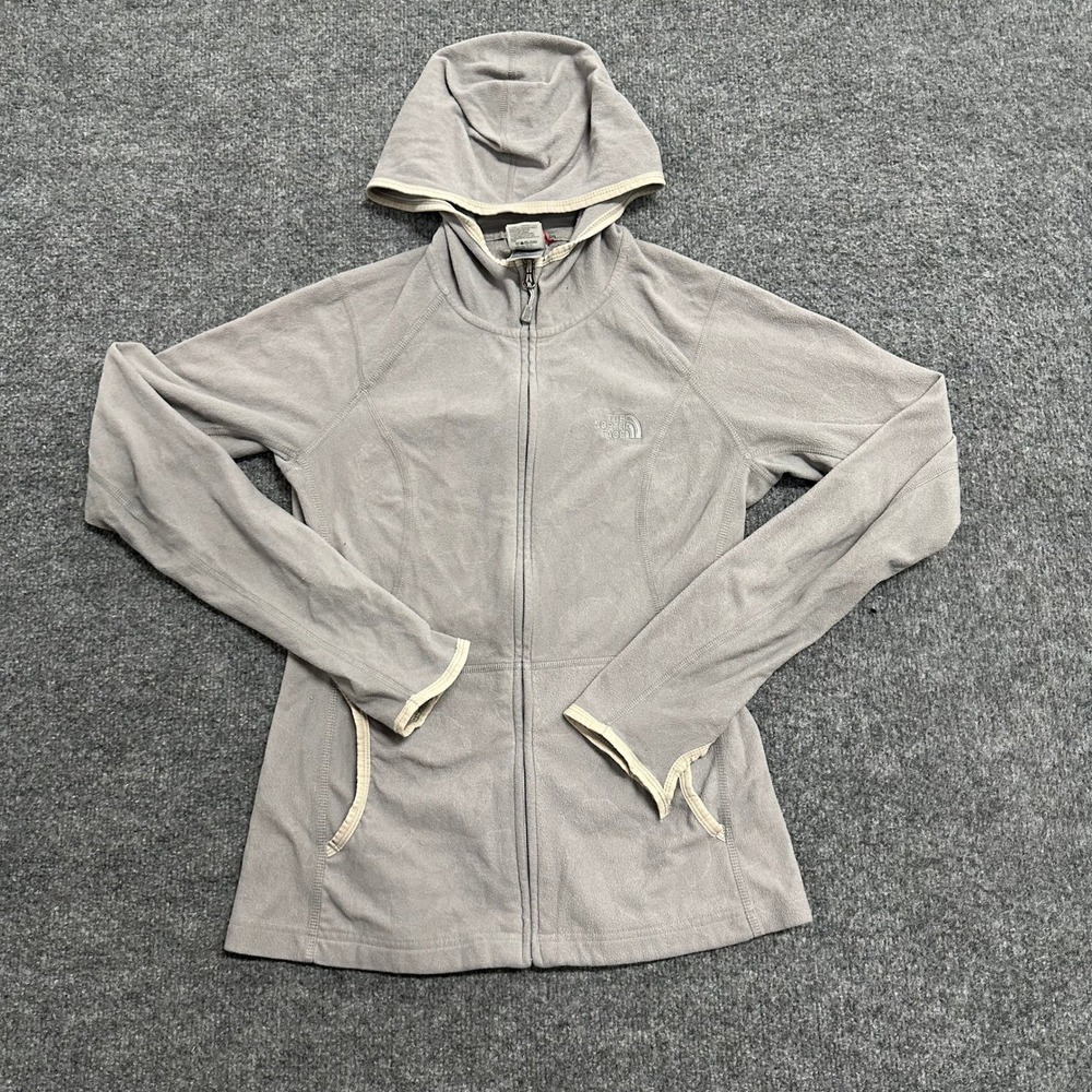 The North Face Fleece Hoodie Womens Size S Gray Full Zip Slim Fit Outdoor Jacket